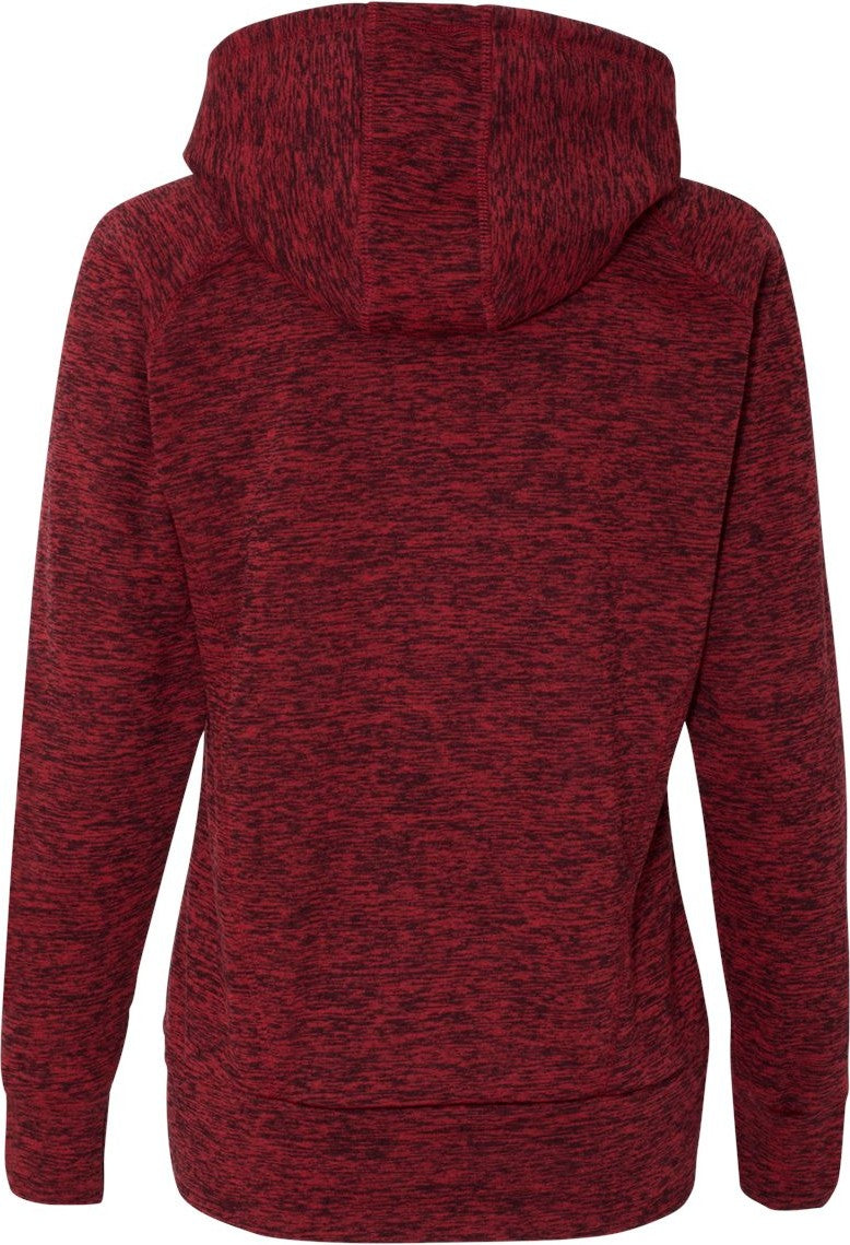Rear View of Red Fleck/ Red Women’s Cosmic Fleece Hooded Sweatshirt - 8616