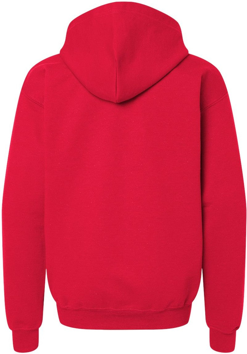 Rear View of Red Heavy Blend™ Youth Full-Zip Hooded Sweatshirt - 18600B