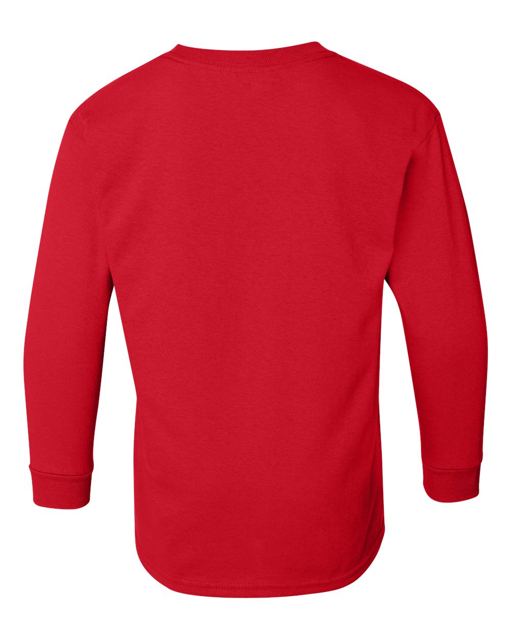 Rear View of Red Heavy Cotton™ Youth Long Sleeve T-Shirt - 5400B