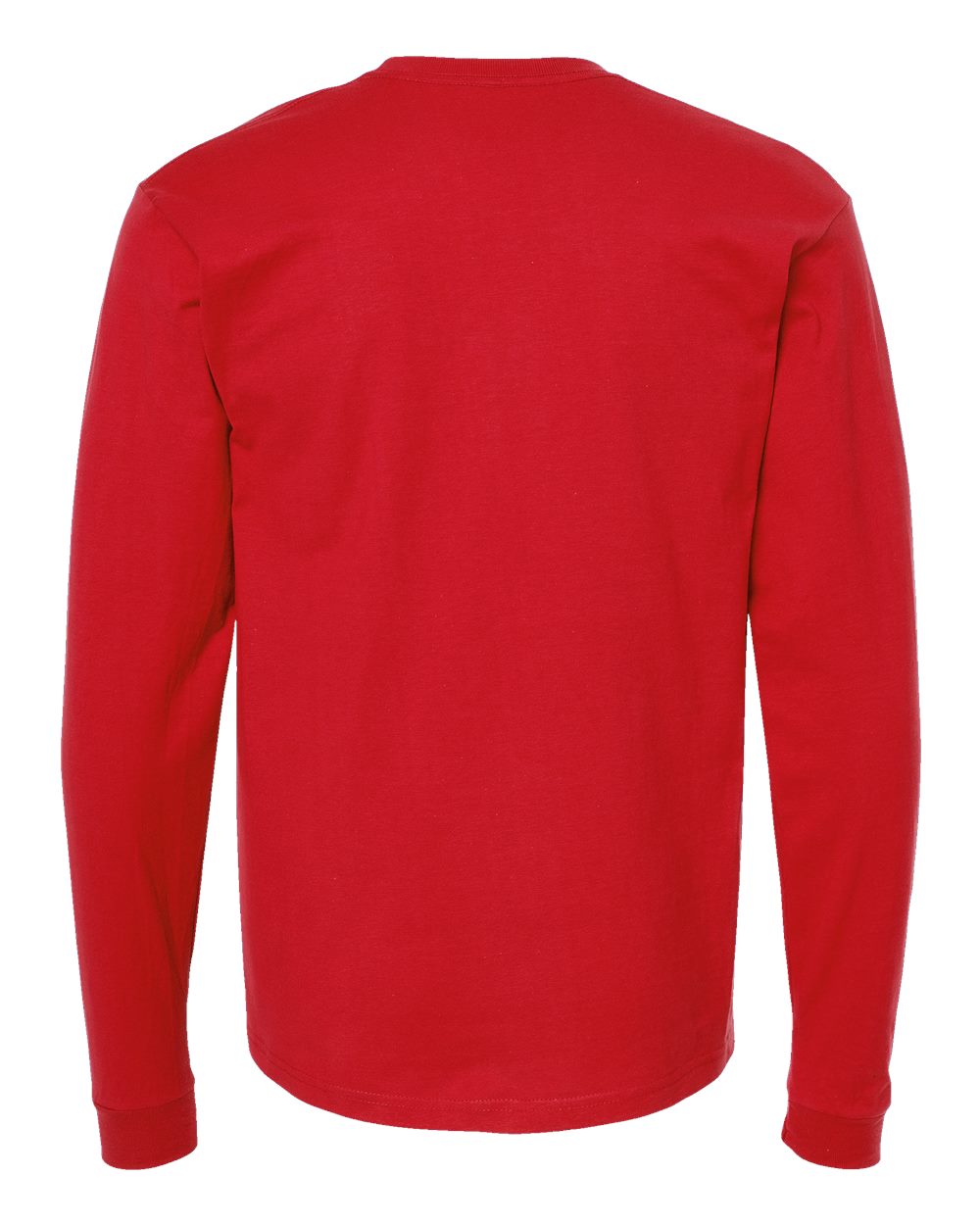 Rear View of Red Heavyweight Jersey Long Sleeve T-Shirt - 291
