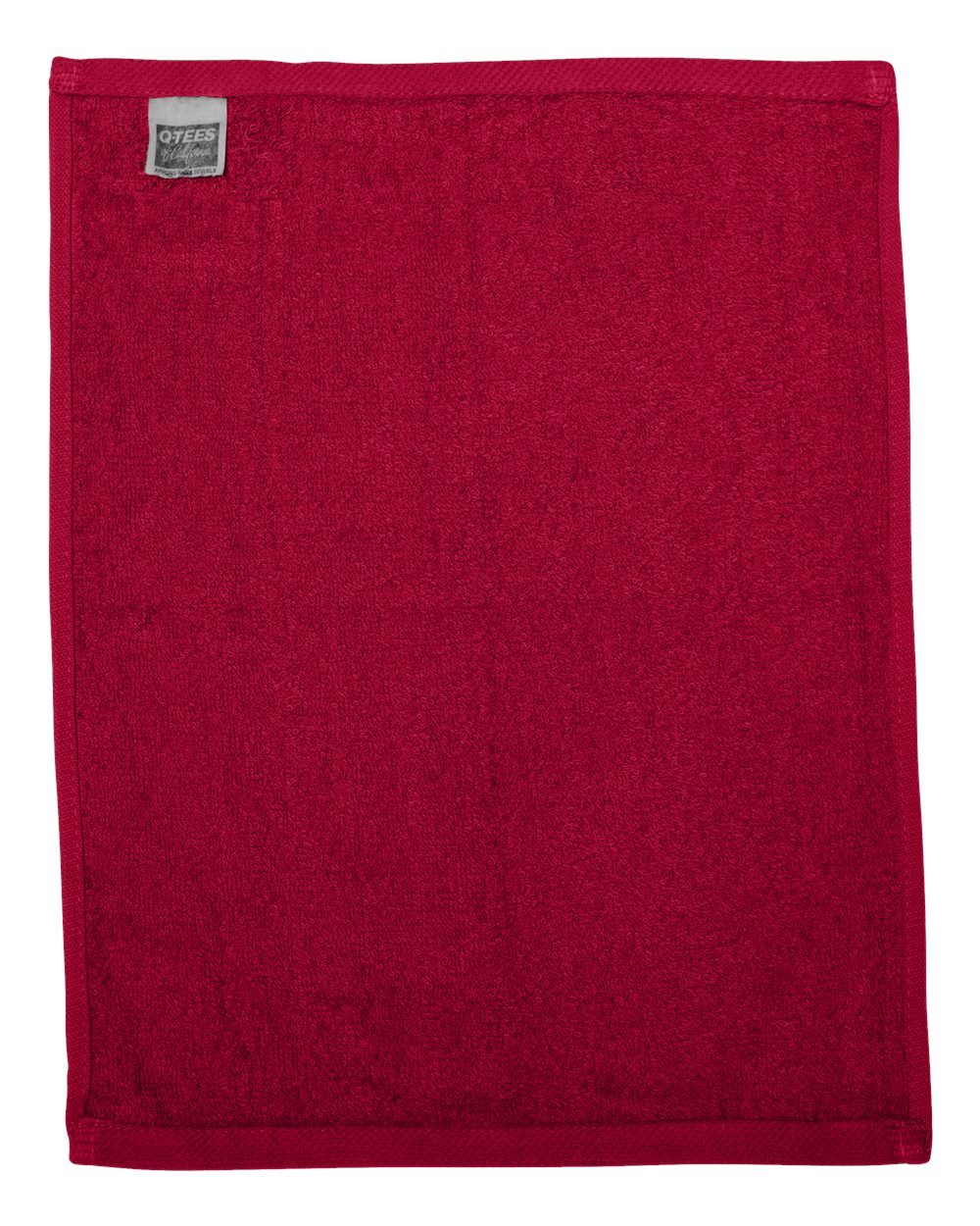 Rear View of Red Hemmed Fingertip Towel - T600