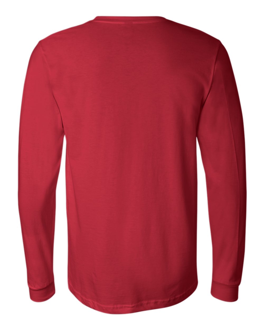 Rear View of Red Jersey Long Sleeve Tee - 3501