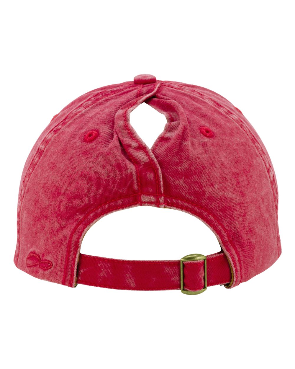 Rear View of Red/ Leopard Women's Pigment-Dyed with Fashion Undervisor Cap - CASSIE