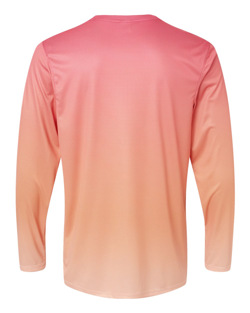 Rear View of Red/ Light Orange Barbados Performance Pin Dot Long Sleeve T-Shirt - 225