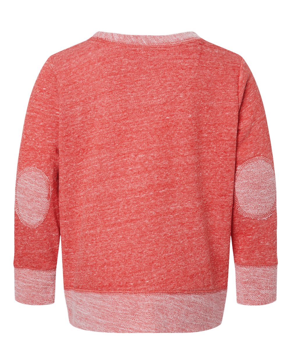 Rear View of Red Melange Youth Harborside Mélange French Terry Long Sleeve with Elbow Patches - 2279
