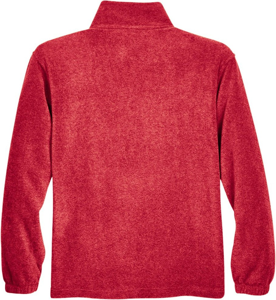 Rear View of Red Men's Quarter-Zip Fleece Pullover - M980
