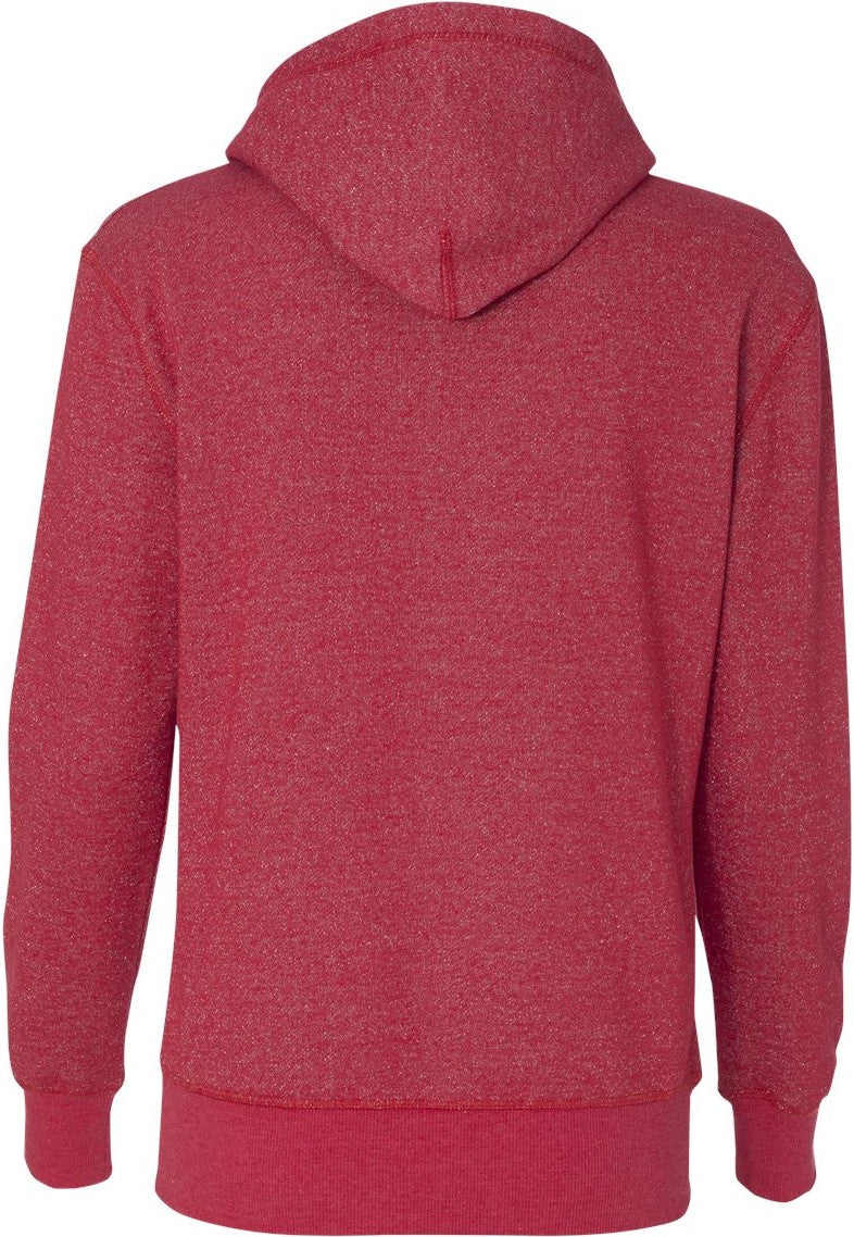 Rear View of Red/ Silver Women’s Glitter French Terry Hooded Sweatshirt - 8860