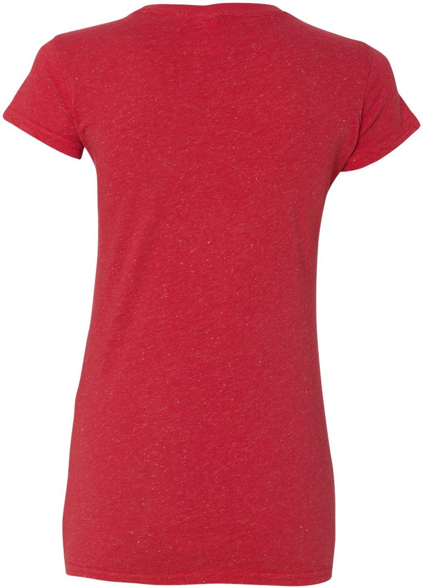 Rear View of Red/ Silver Women’s Glitter T-Shirt - 8138