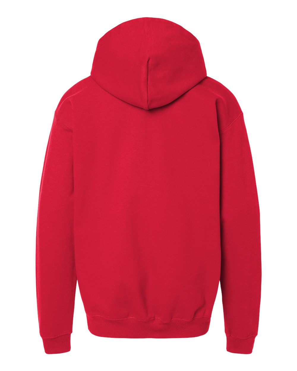 Rear View of Red Softstyle® Youth Midweight Hooded Sweatshirt - SF500B