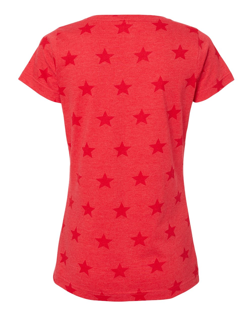Rear View of Red Star Women's Star Print Scoop Neck Tee - 3629