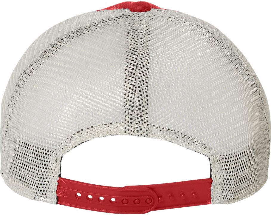Rear View of Red/ Stone Trawler Cap - 4710