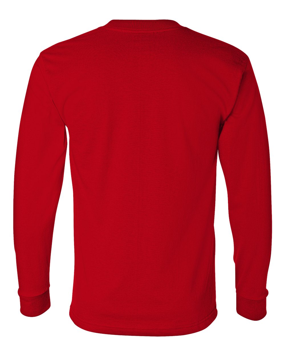 Rear View of Red Union-Made Long Sleeve T-Shirt - 2955