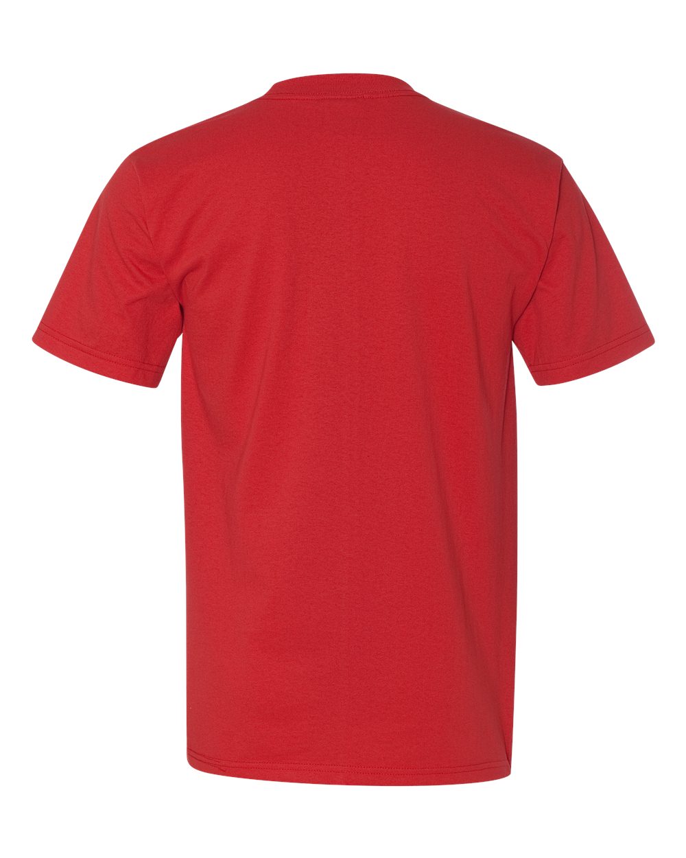 Rear View of Red Union-Made Pocket T-Shirt - 3015