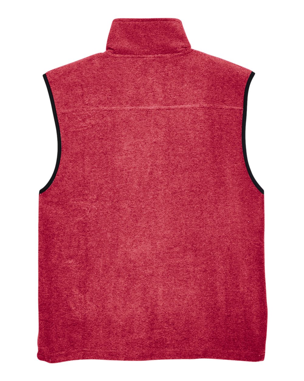 Rear View of Red Unisex Fleece Full-Zip Vest - M985