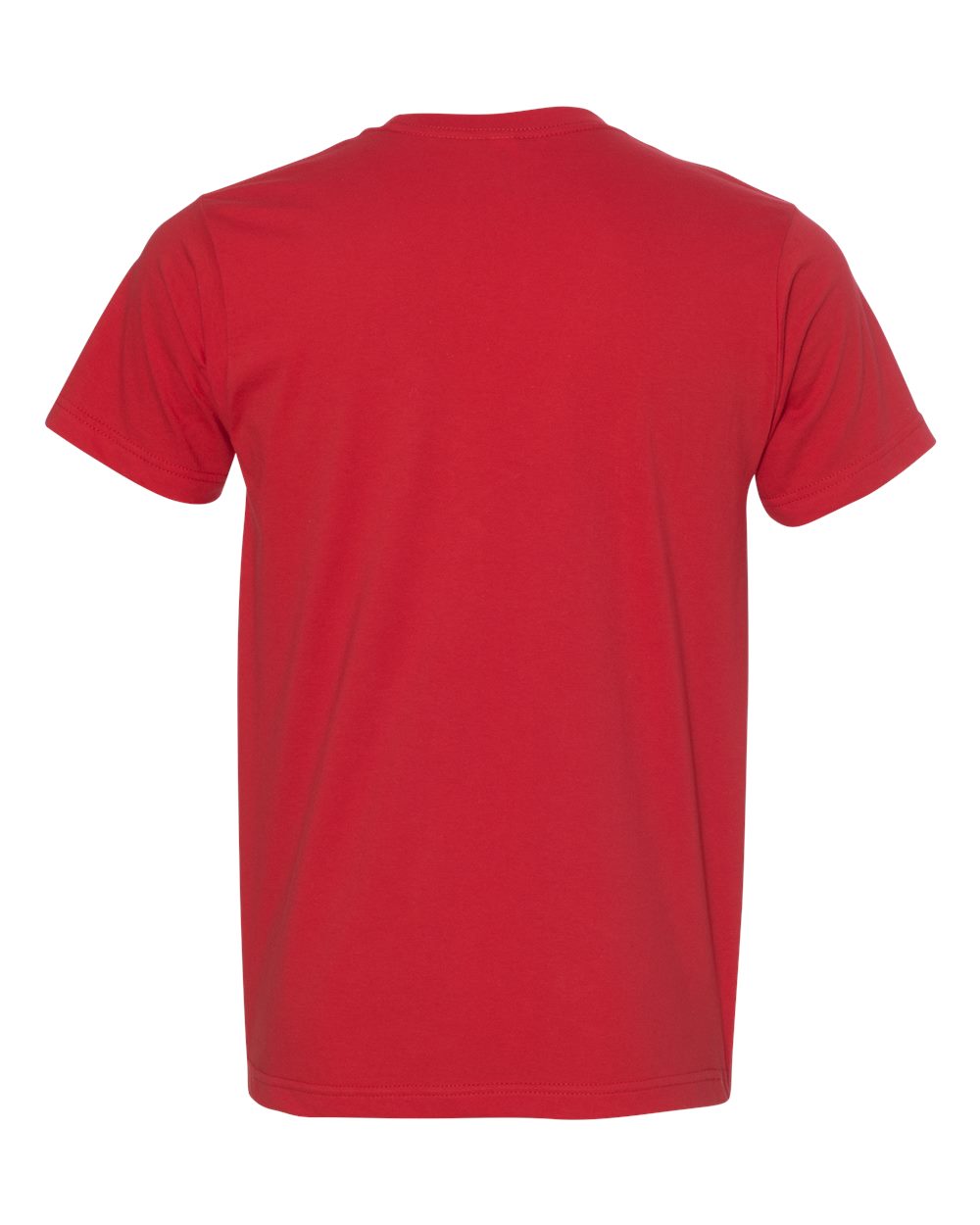 Rear View of Red USA-Made Fine Jersey T-Shirt - 5000
