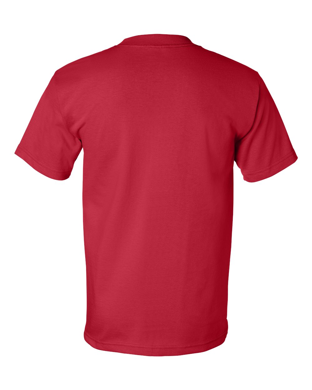 Rear View of Red USA-Made Heavyweight T-Shirt - 5100