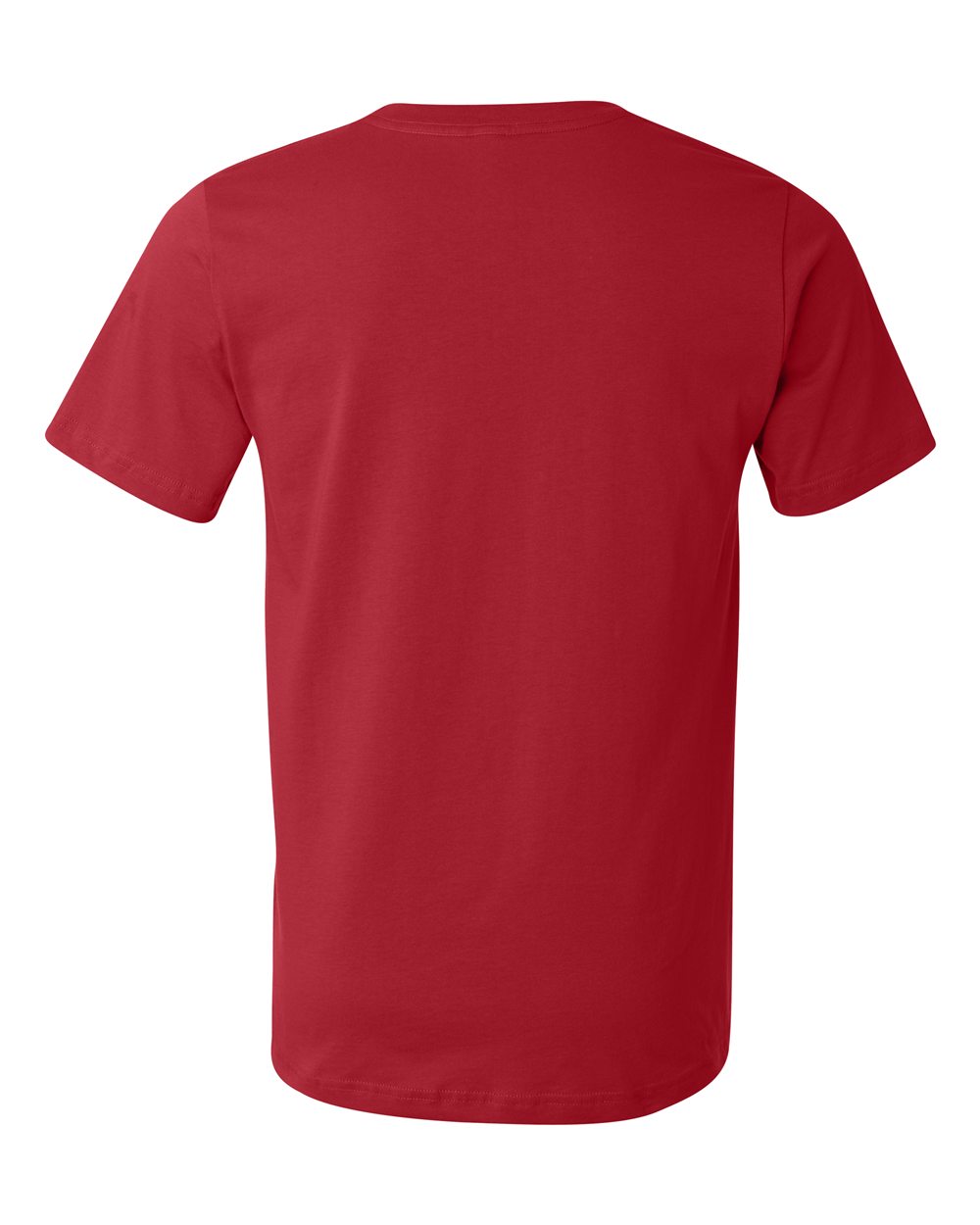 Rear View of Red USA-Made Jersey Tee - 3001U