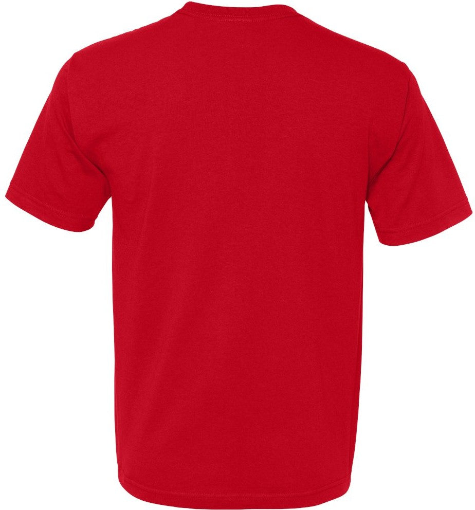 Rear View of Red USA-Made Midweight T-Shirt - 5040