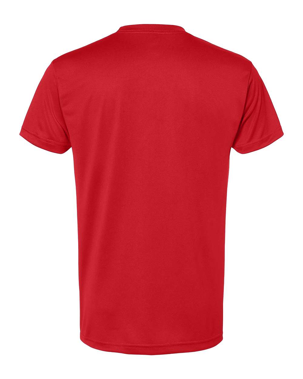 Rear View of Red USA-Made Performance T-Shirt - 5300