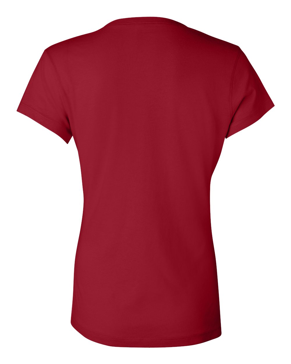 Rear View of Red Women’s Jersey V-Neck Tee - 6005