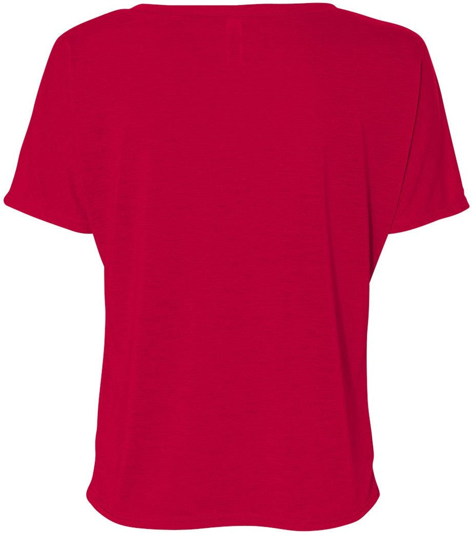 Rear View of Red Women’s Slouchy V-Neck Tee - 8815
