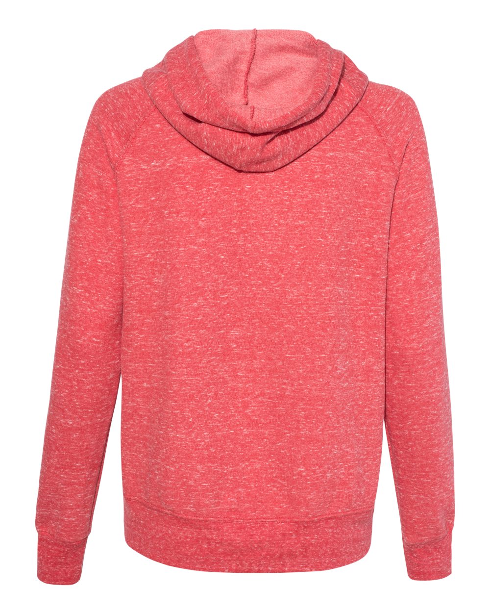 Rear View of Red Women's Snow Heather French Terry Full-Zip Hooded Sweatshirt - 92WR