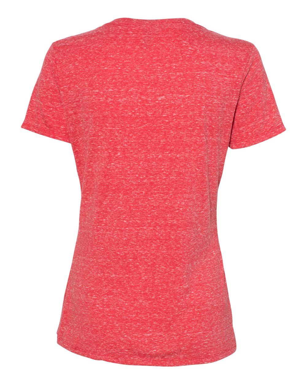 Rear View of Red Women's Snow Heather Jersey V-Neck T-Shirt - 88WVR