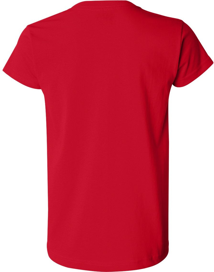 Rear View of Red Women's USA-Made T-Shirt - 3325