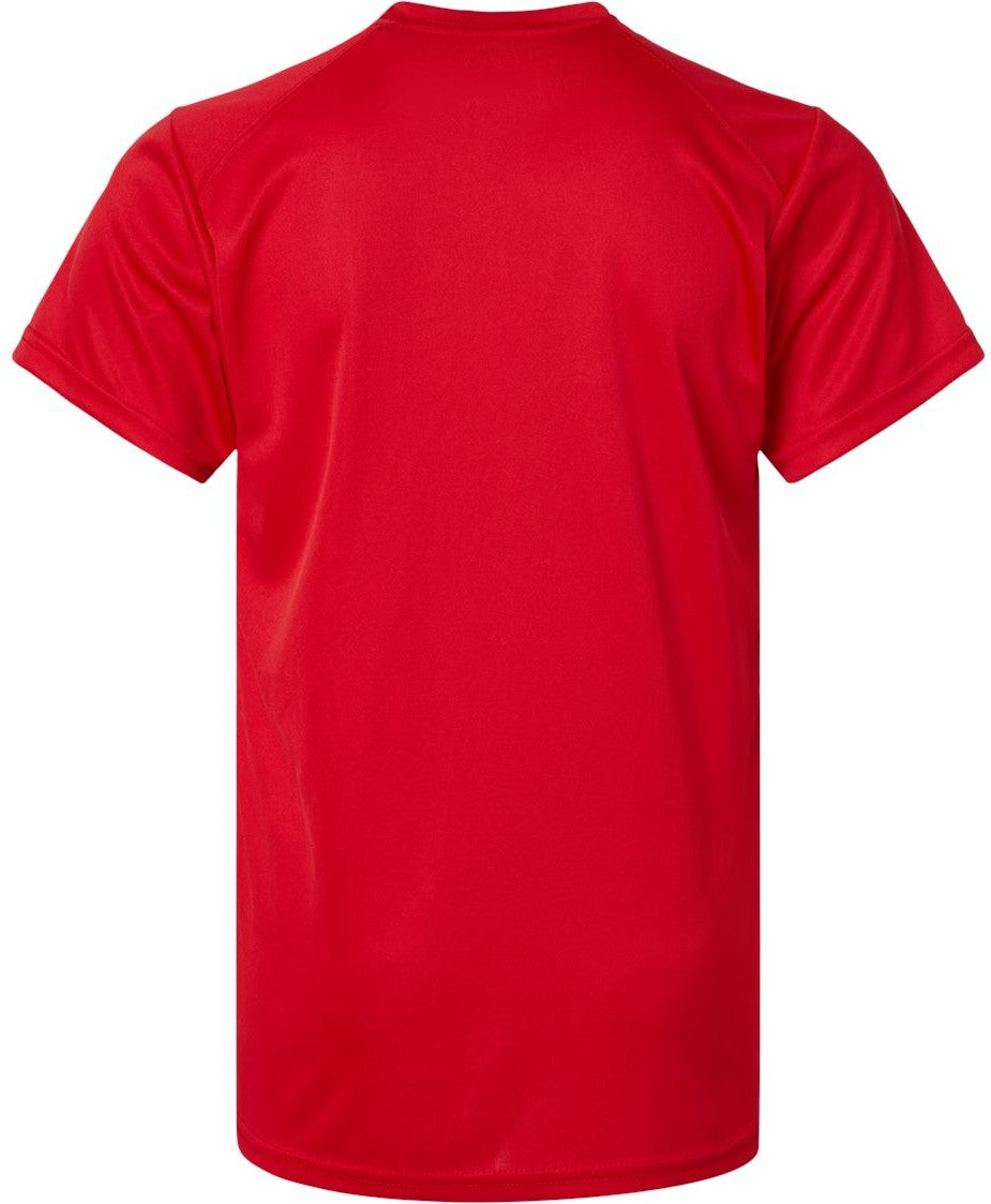 Front View of Red Youth Islander Performance T-Shirt - 208Y