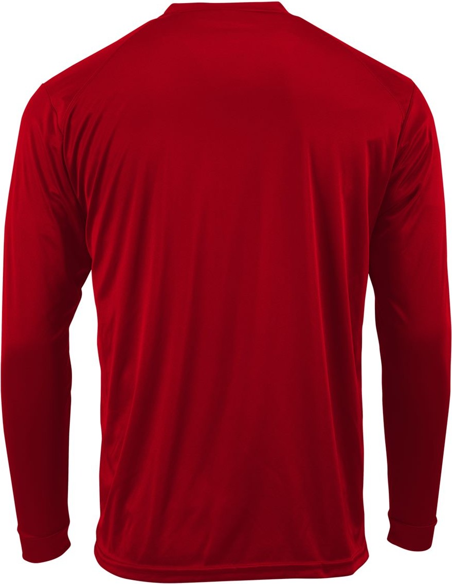 Rear View of Red Youth Long Islander Performance Long Sleeve T-Shirt - 218Y
