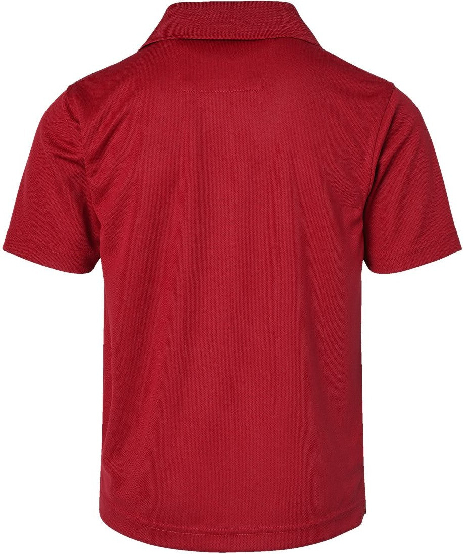 Rear View of Red Youth Saratoga Performance Mini Mesh Polo - 108Y