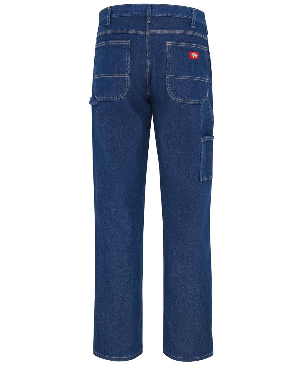 Rear View of Rinsed Indigo Blue - 39 Unhemmed Industrial Carpenter Jeans - Odd Sizes - LU20ODD