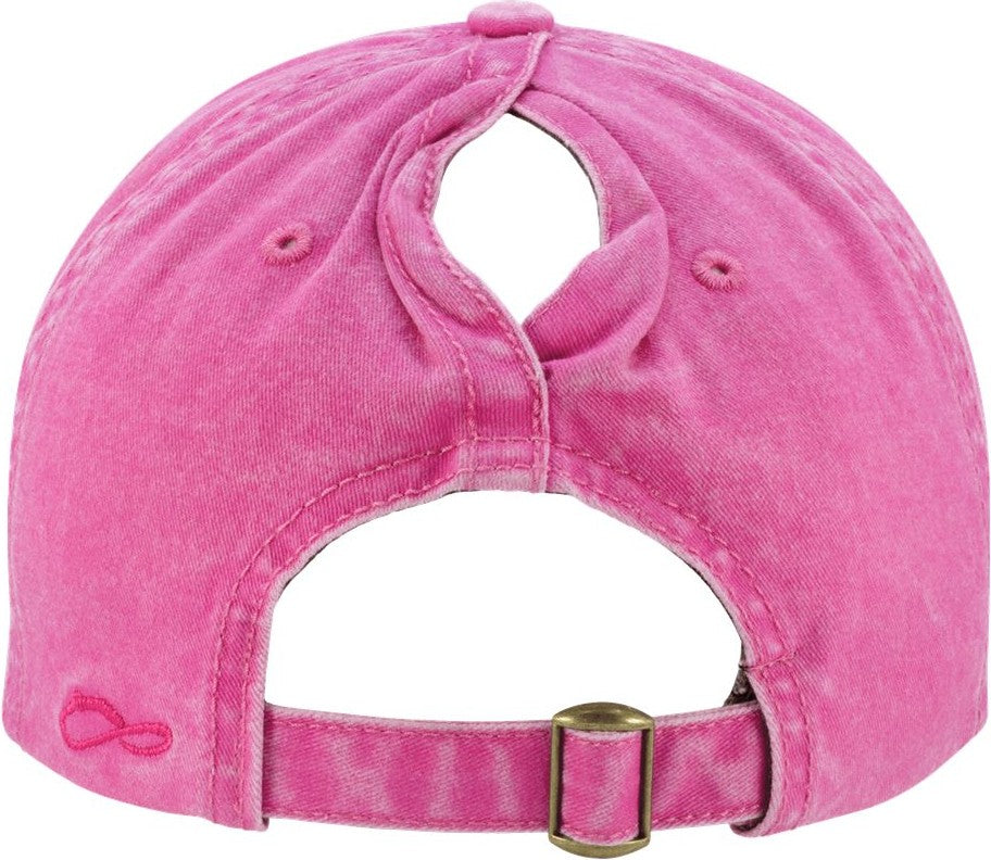 Rear View of Rose/ Polka Dots Women's Pigment-Dyed with Fashion Undervisor Cap - CASSIE