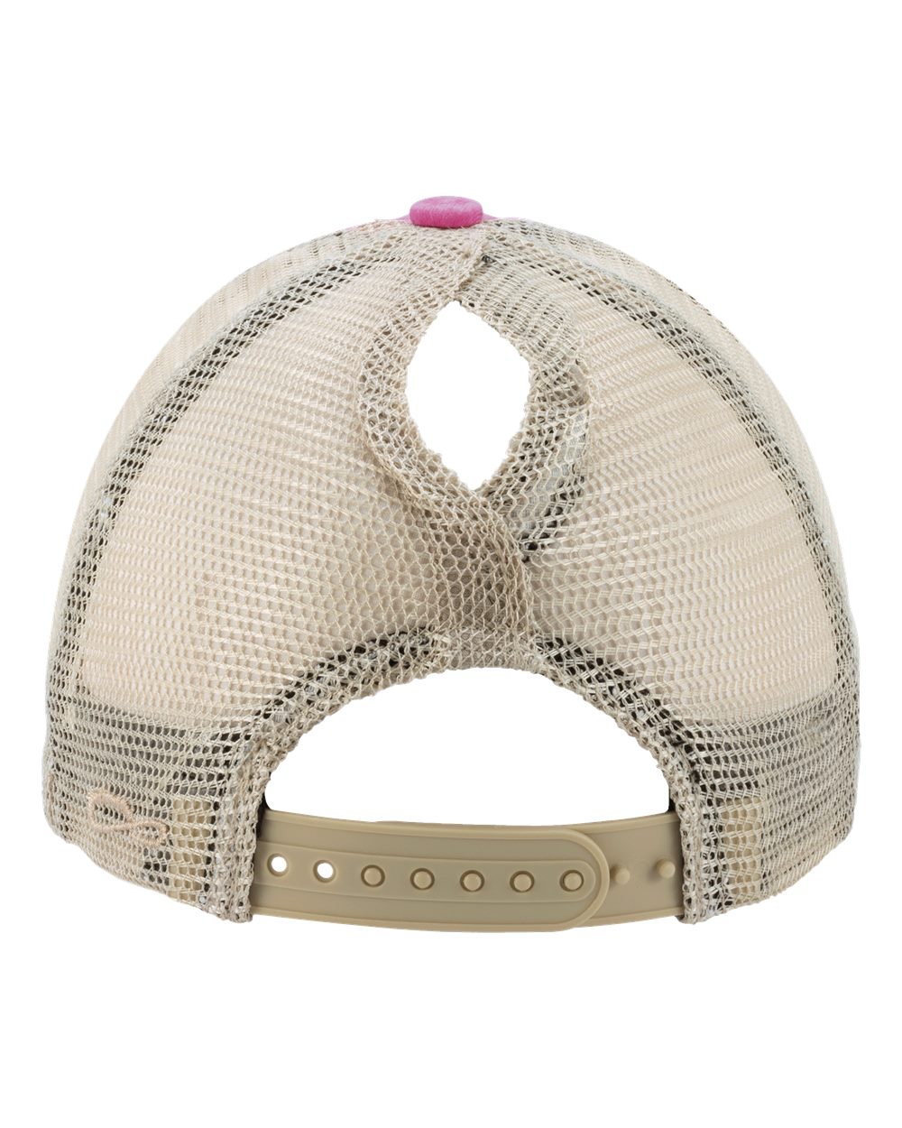 Rear View of Rose/ Polka Dots Women's Washed Mesh-Back Cap - TESS