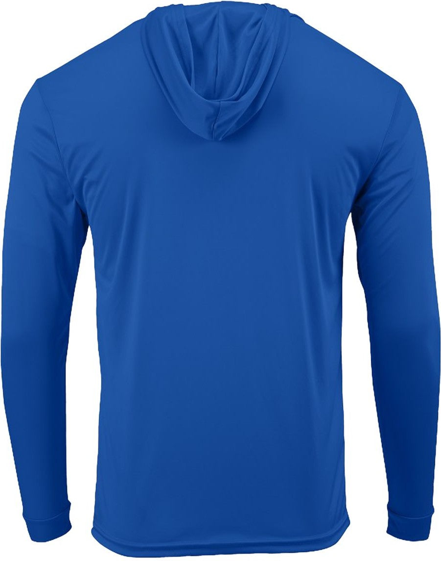 Rear View of Royal Bahama Performance Hooded Long Sleeve T-Shirt - 220