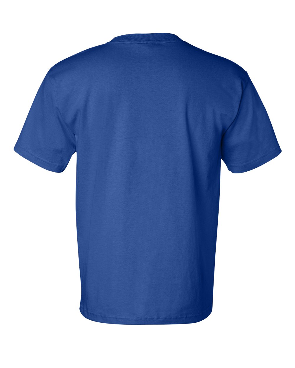 Rear View of Royal Blue USA-Made Pocket T-Shirt - 7100