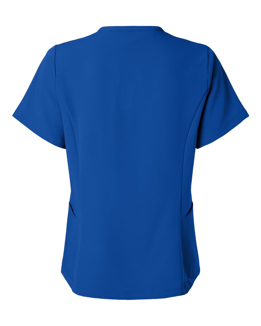 Rear View of Royal Blue Women's Calix Fit & Flare Scrub V-Neck Top - W10003
