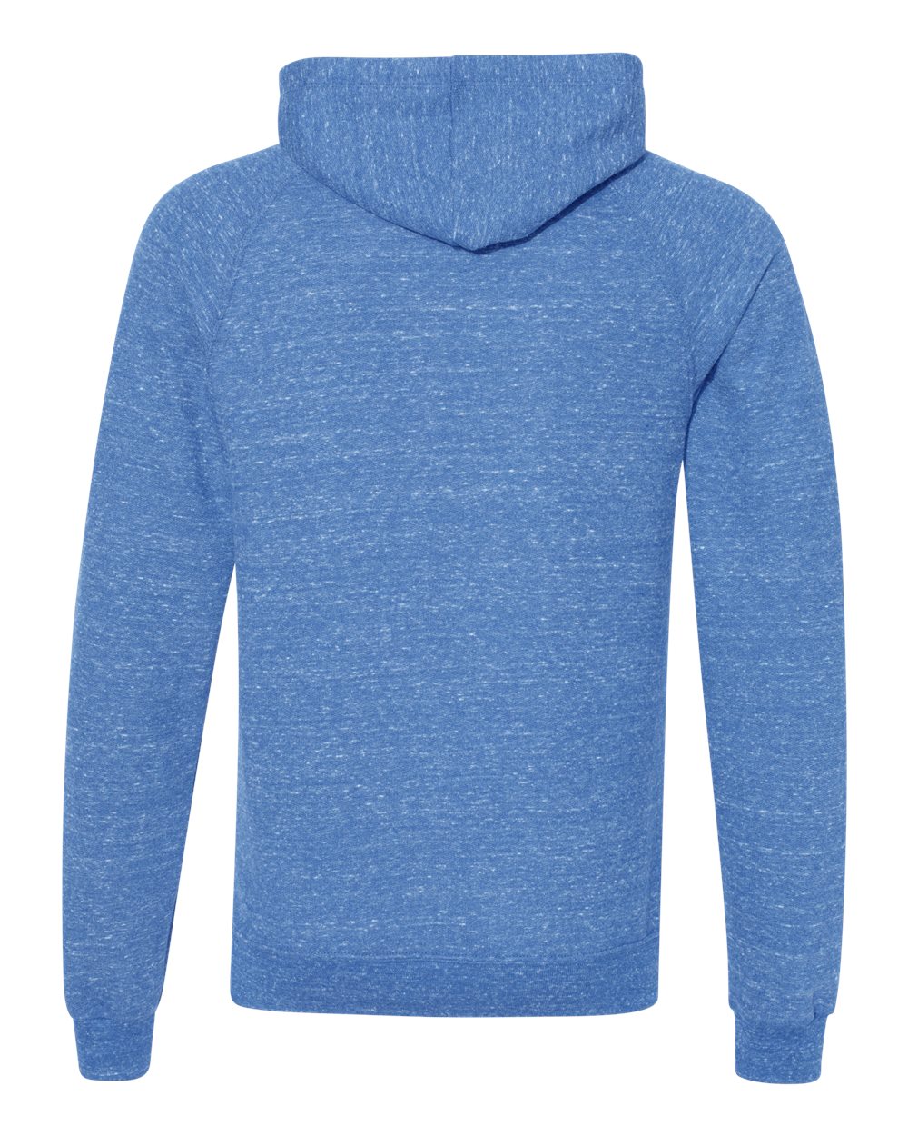 Rear View of Royal Snow Heather French Terry Raglan Hooded Sweatshirt - 90MR