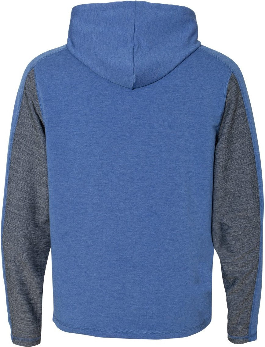 Rear View of Royal Triblend Omega Stretch Hooded Pullover - 8435