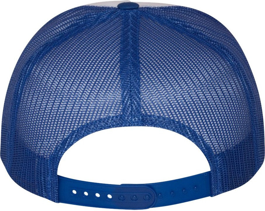 Rear View of Royal/ White/ Royal Five-Panel Classic Trucker Cap - 6006