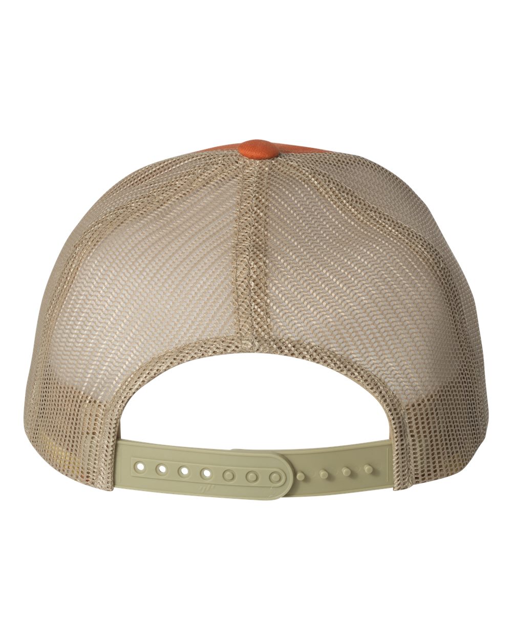 Rear View of Rustic Orange/ Khaki Retro Trucker Cap - 6606