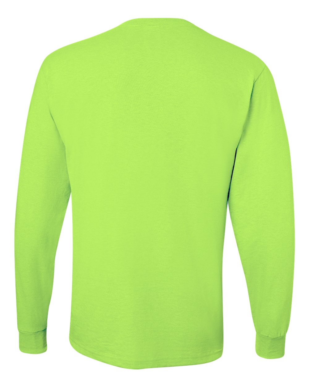 Rear View of Safety Green Dri-Power® Long Sleeve 50/50 T-Shirt - 29LSR
