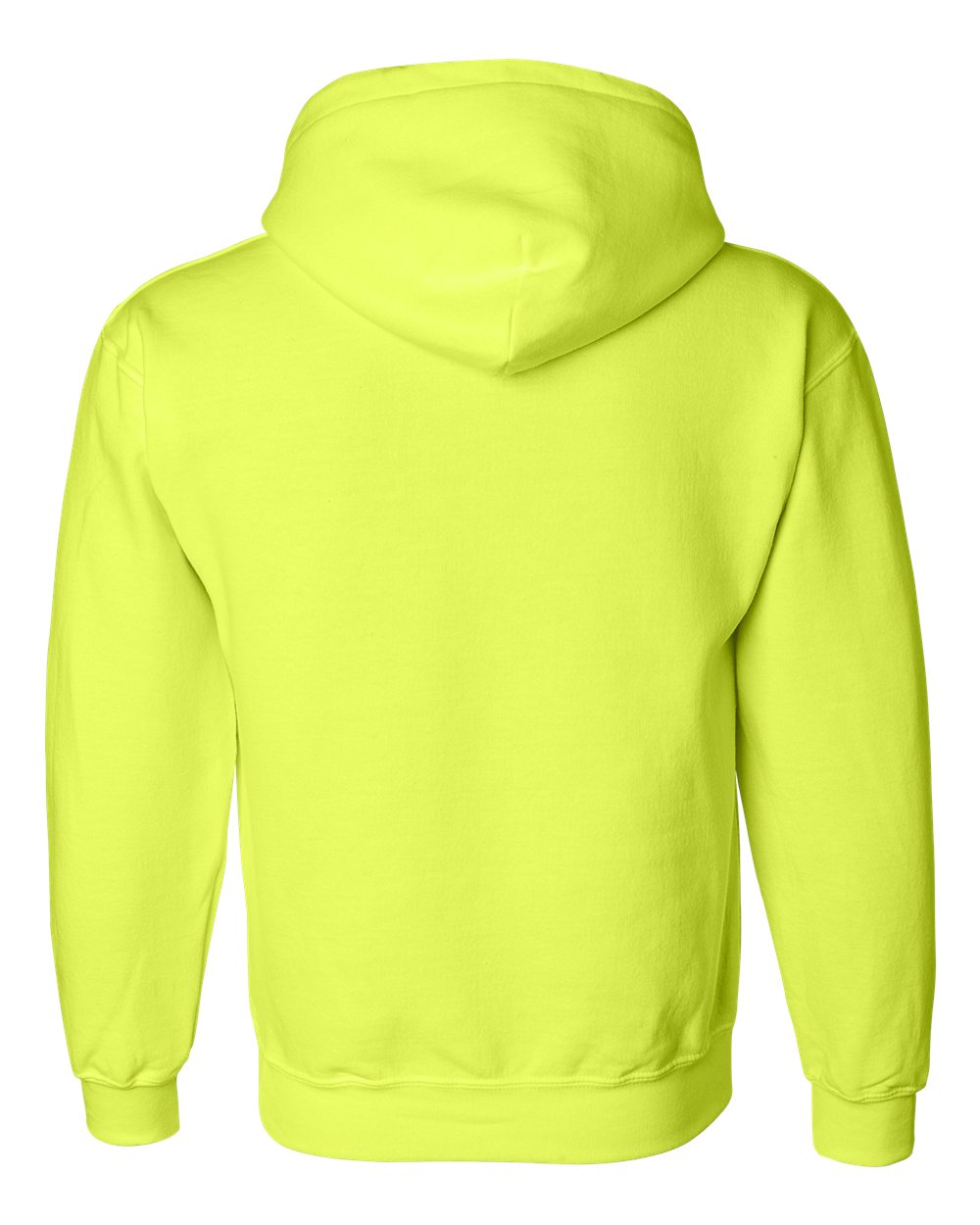 Rear View of Safety Green DryBlend® Hooded Sweatshirt - 12500