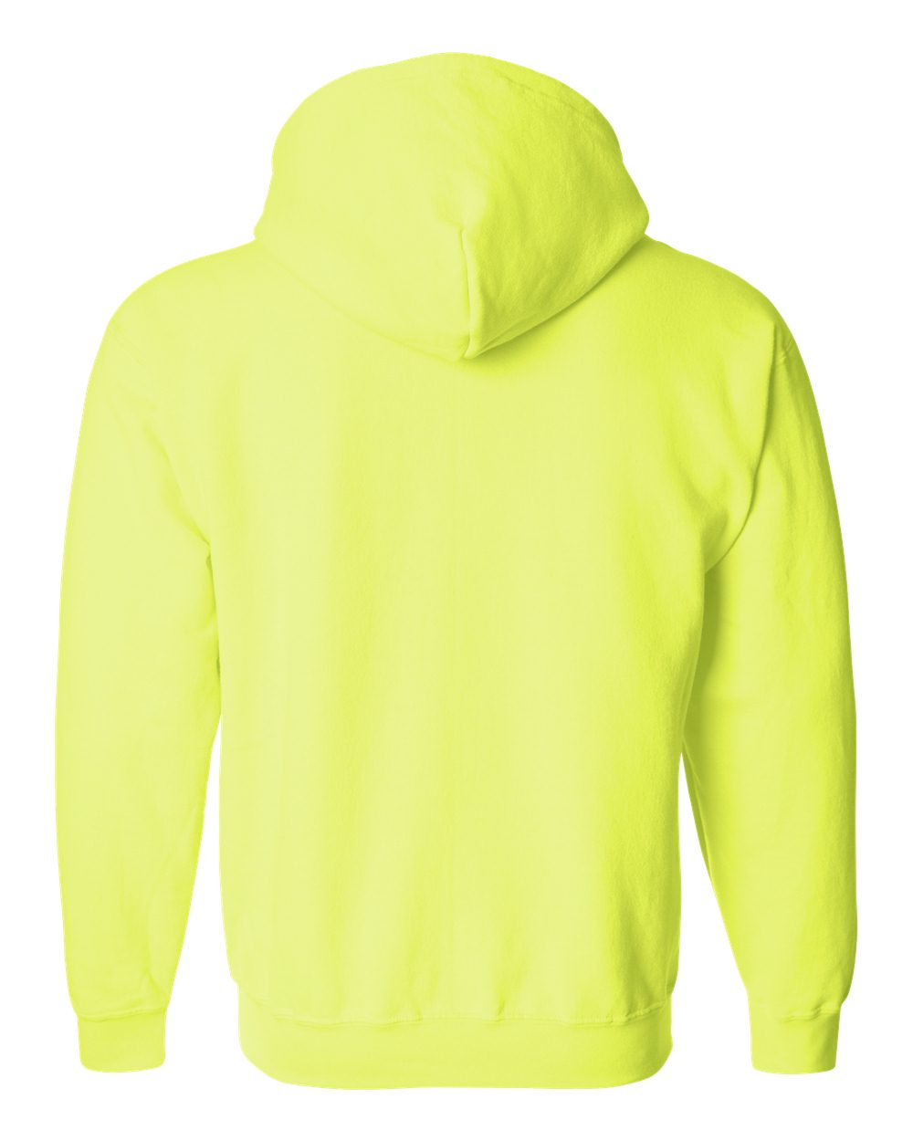 Rear View of Safety Green Heavy Blend™ Full-Zip Hooded Sweatshirt - 18600
