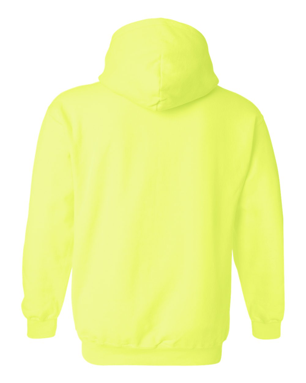 Rear View of Safety Green Heavy Blend™ Hooded Sweatshirt - 18500