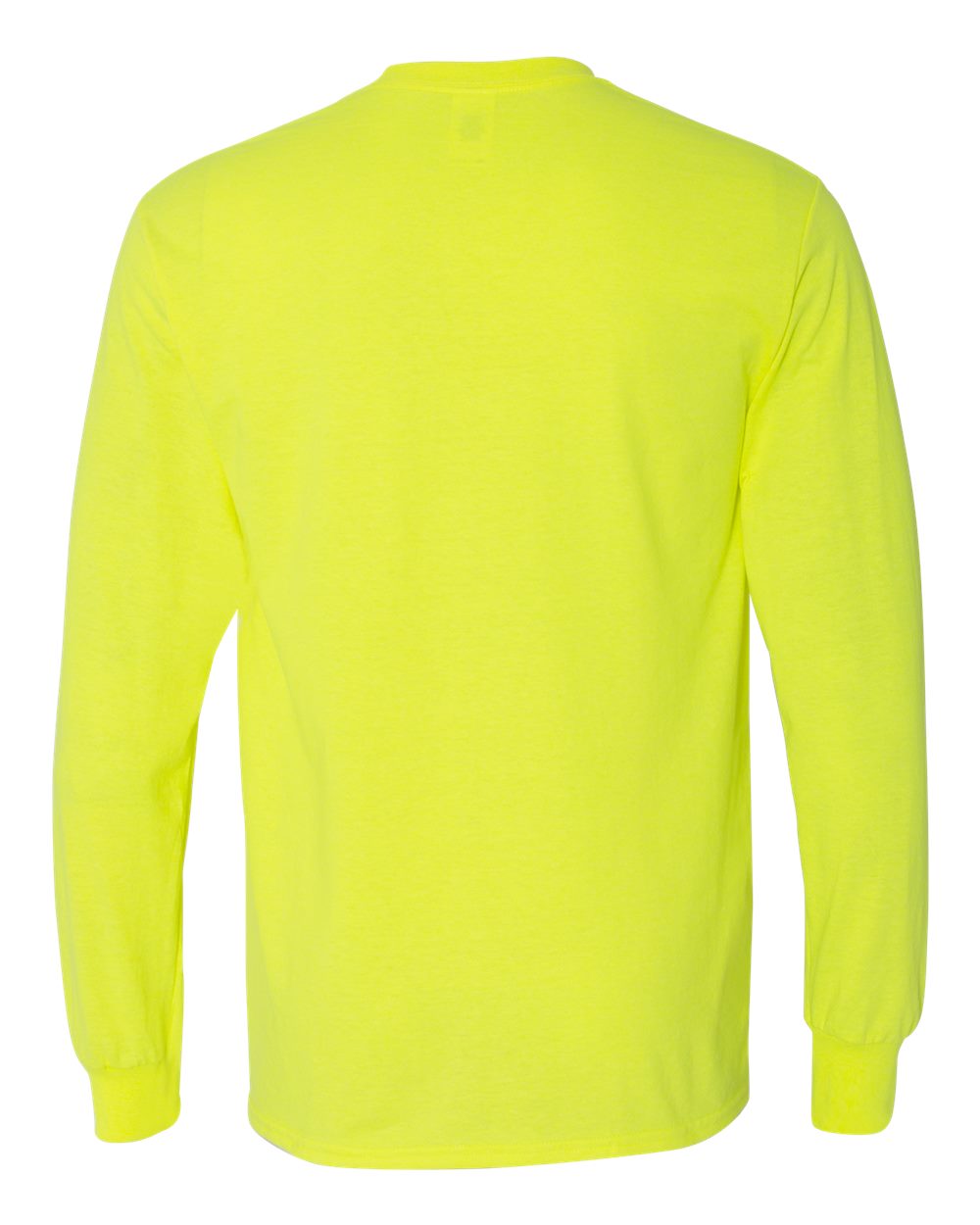 Rear View of Safety Green Heavy Cotton™ Long Sleeve T-Shirt - 5400