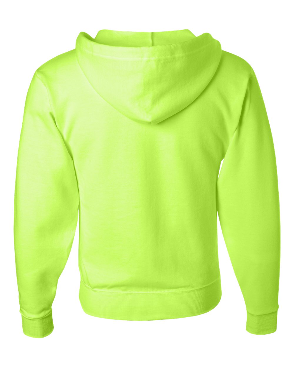 Rear View of Safety Green NuBlend® Full-Zip Hooded Sweatshirt - 993MR