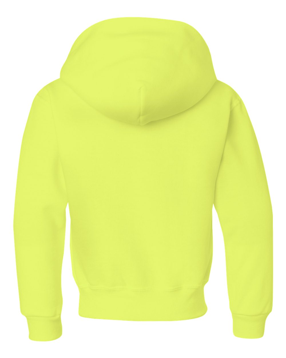 Rear View of Safety Green NuBlend® Youth Hooded Sweatshirt - 996YR