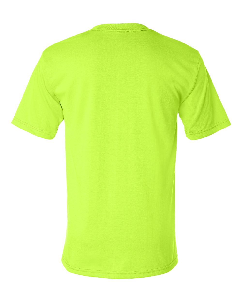 Rear View of Safety Green USA-Made 50/50 Pocket T-Shirt - 1725