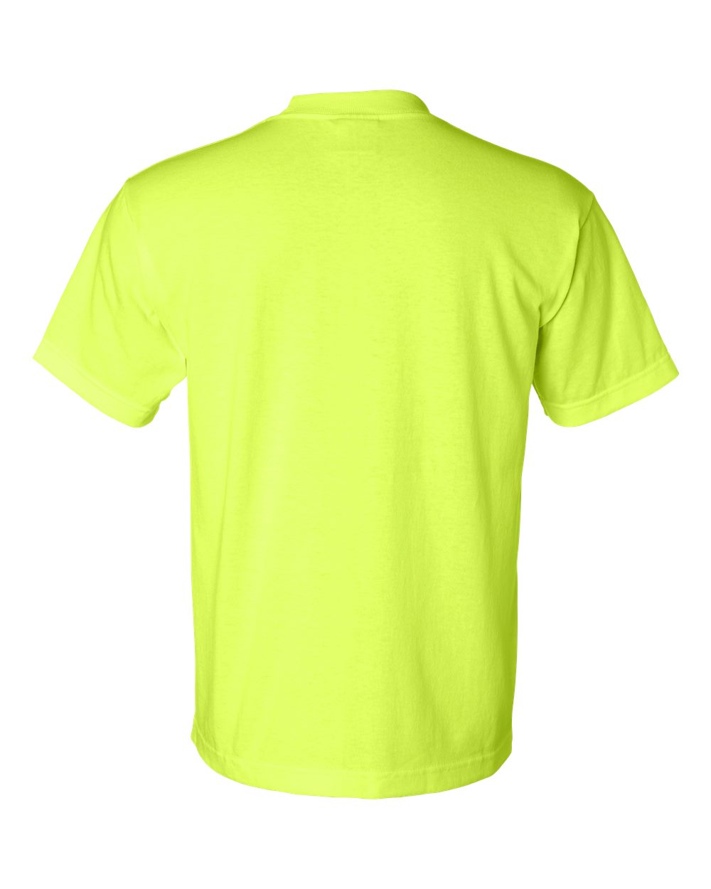 Rear View of Safety Green USA-Made 50/50 T-Shirt - 1701